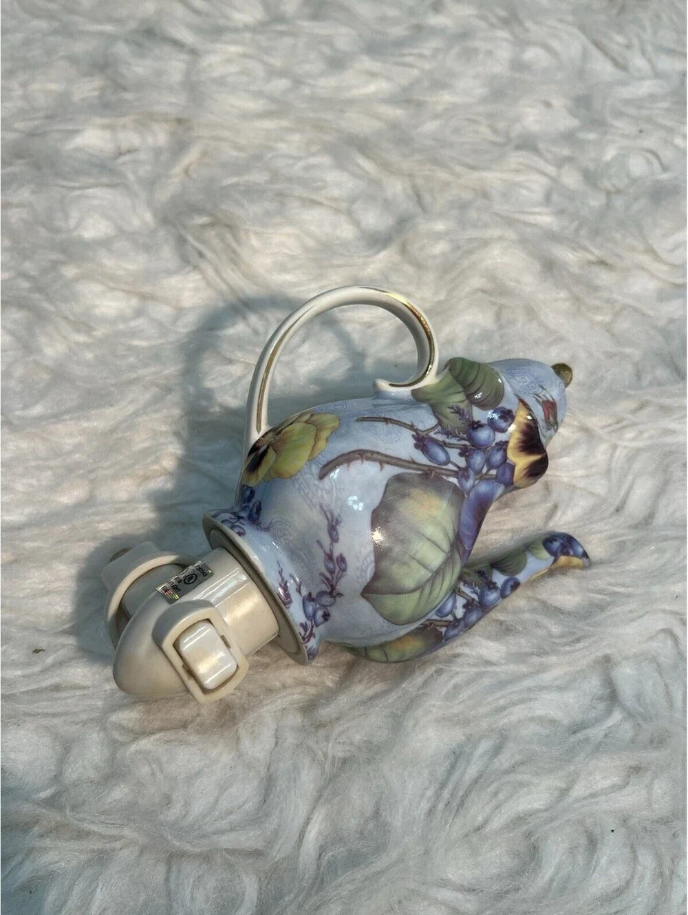 Apropos Home Teapot Night Light Porcelain: Floral & Fruit Decor